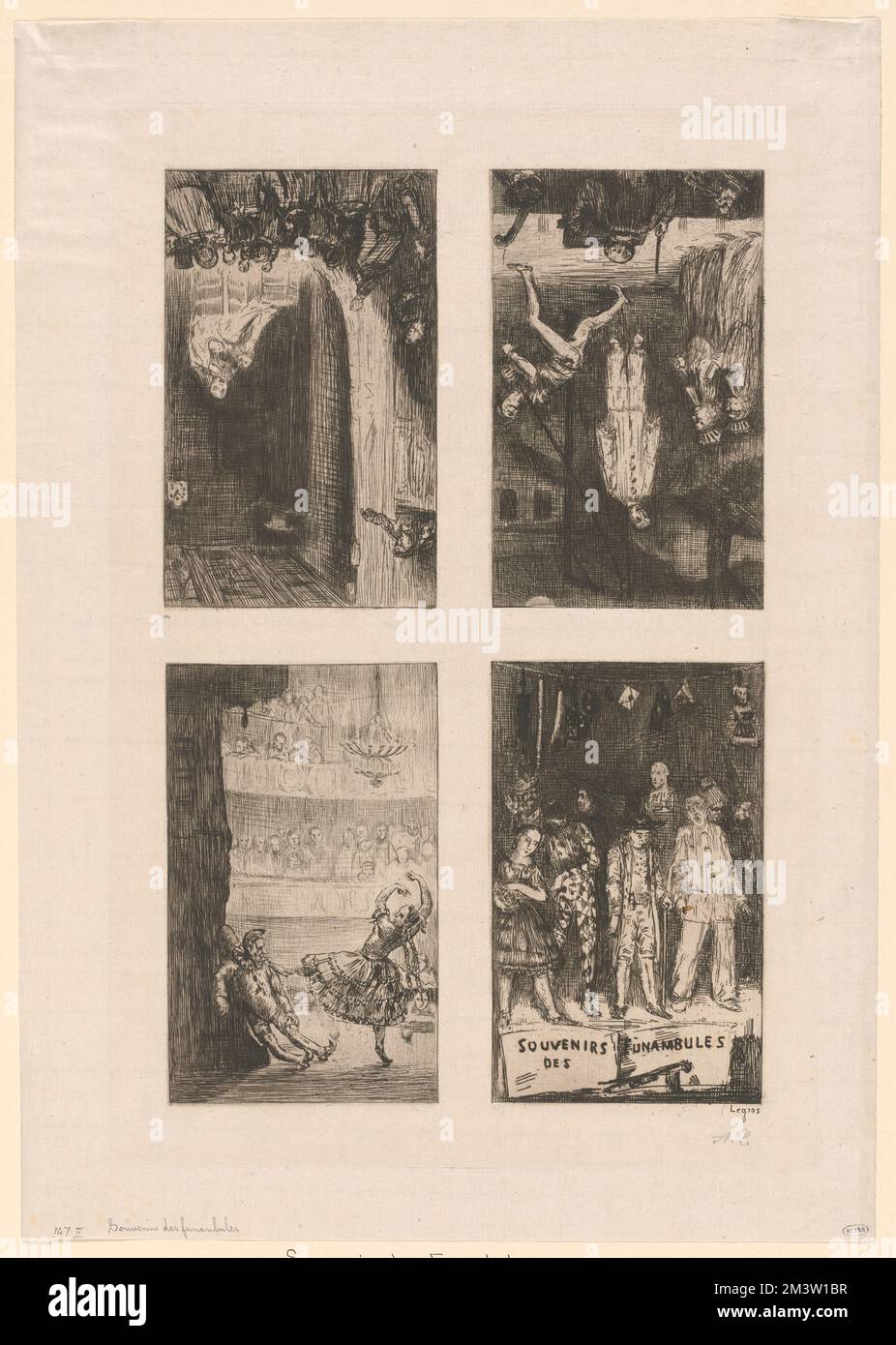 Souvenirs des funambules , Aerialisten, Clowns, Alphonse Legros (1837-1911) Stockfoto