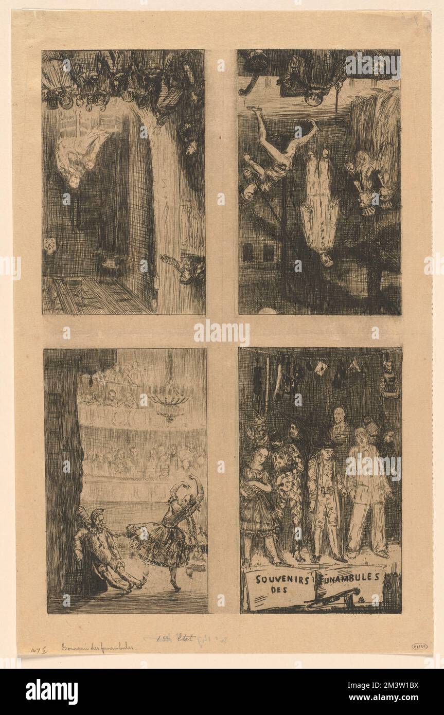 Souvenirs des funambules , Aerialisten, Clowns, Alphonse Legros (1837-1911) Stockfoto