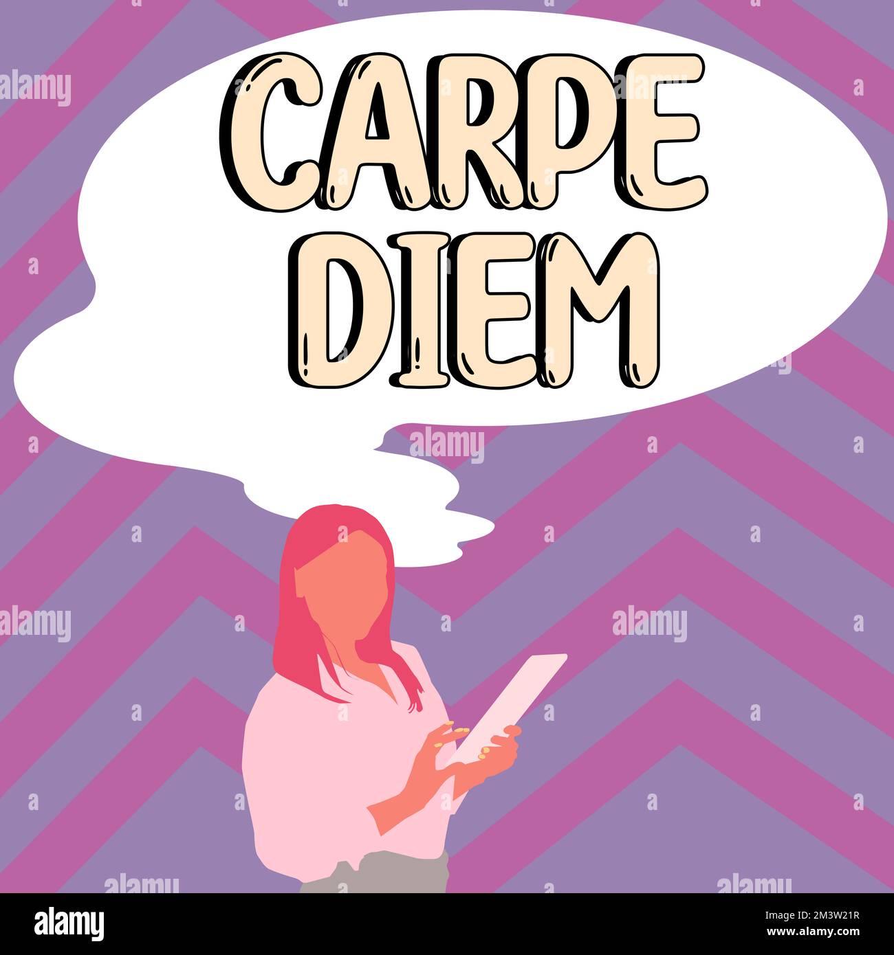 Textunterschrift präsentiert Carpe Diem, Business Approach, öffentliches Festival, auf dem Menschen Musik und Tanz spielen Stockfoto