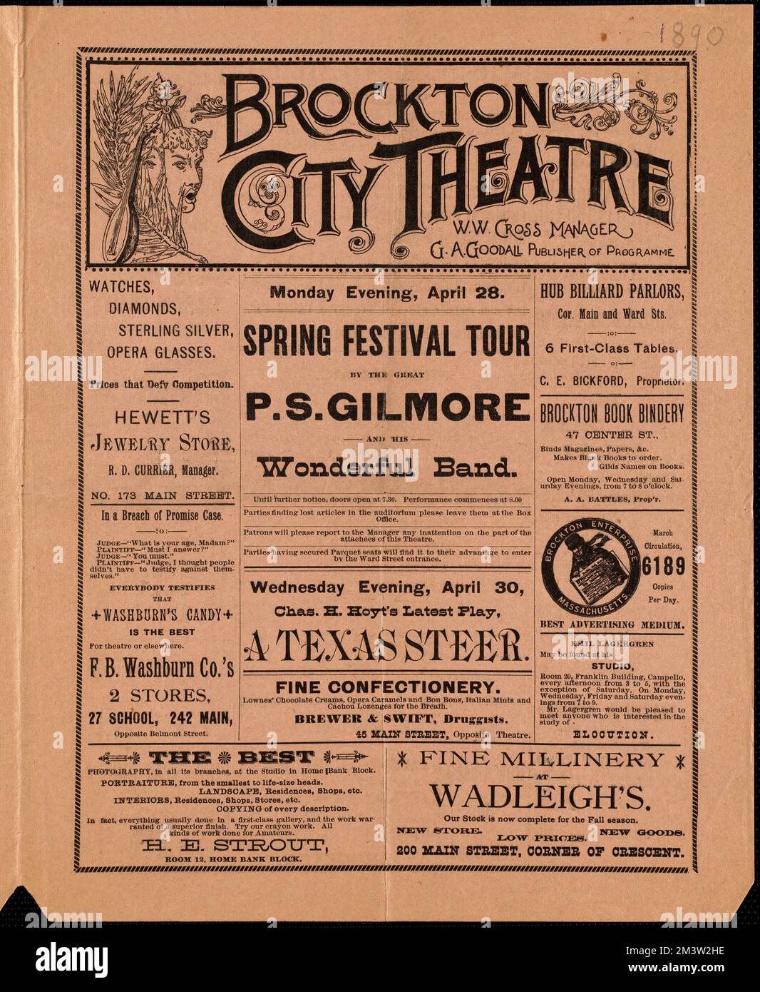 Frühlingsfestivaltour der großen P.S. Gilmore und seine wunderbare Band, Entertainment, Brockton Public Library Archival Collection Stockfoto