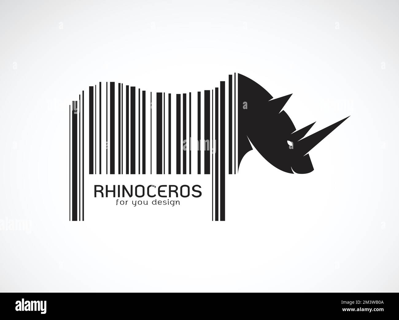 Der Nashorn-Vektor auf dem Körper ist ein Barcode. Wilde Tiere. Rhino-Design. Leicht bearbeitbare Layered-Vektordarstellung. Stock Vektor