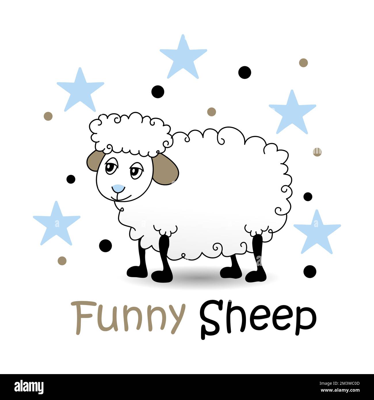 Süßes Schaf und ein bezauberndes Bild Grafik-Symbol Logo abstraktes Konzept Vektormaterial. Wird als Symbol für Tiere oder Kinder verwendet Stock Vektor