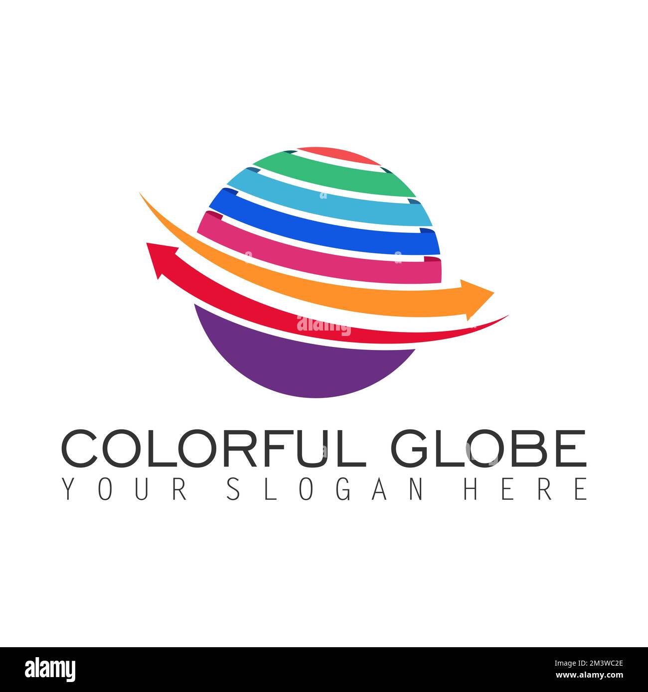 Globus oder Erde mit einer Vielzahl von Farben und Flip-Pfeil-Bild Grafiksymbol Logo-Design abstraktes Konzept Vektormaterial. Symbol für die Gruppe. Stock Vektor