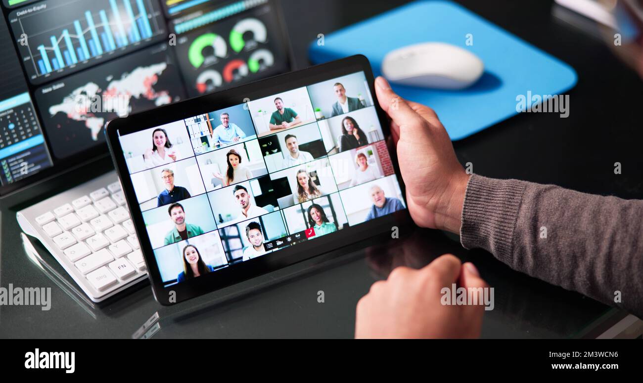 Online-Videokonferenz-Meeting Im Büro Ansehen Stockfoto