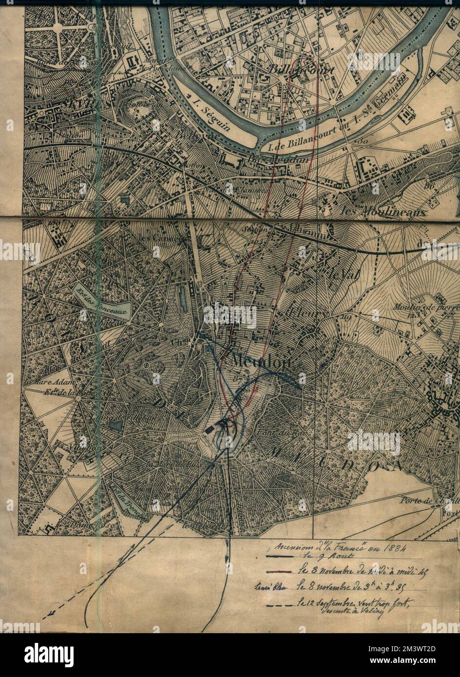 Die 1884 Krebs & Renard sind die ersten vollständig kontrollierbaren Freiflüge Stockfoto