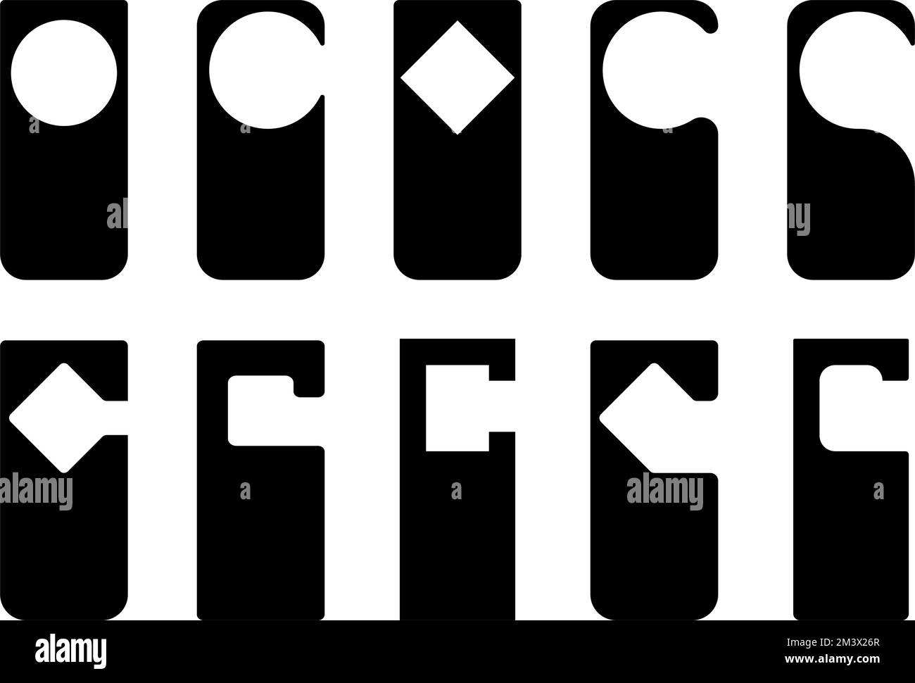 Layout-Silhouettensammlung für Griff des Hotels für Nachricht, bitte nicht stören und bitte reinigen. Vektordarstellung. Hoteltürschild, do not distu Stock Vektor