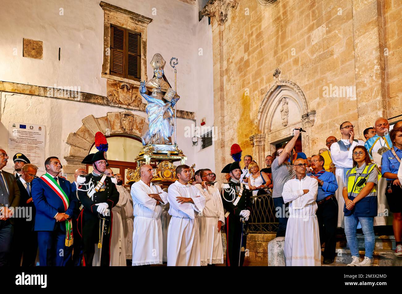 Apulien Apulien Italien. Ostuni. Festival des Heiligen Orontius. Prozession mit der Statue des Heiligen Stockfoto