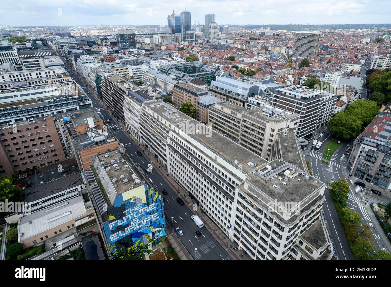 Blick auf die Dächer des europäischen Raumes in Brüssel. Vue sur le quartier europeen a Bruxelles. Rue de la loi Credit: JMQuinet/Reporters Stockfoto