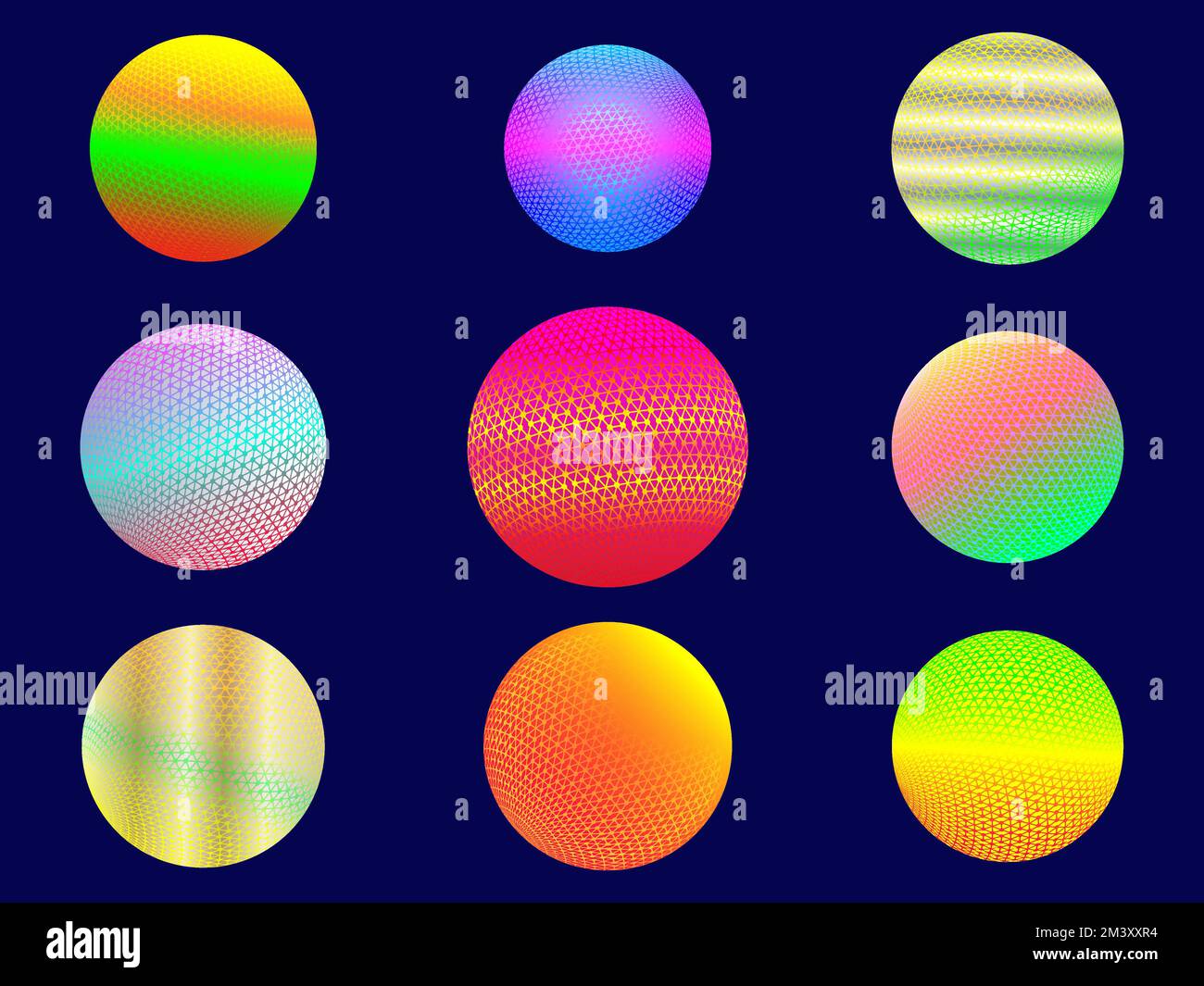 Ball Circle Tech Fantasy 3D Disco-Party-Symbolset für dekorative Web-Hintergründe Muster Vektordarstellung Stock Vektor
