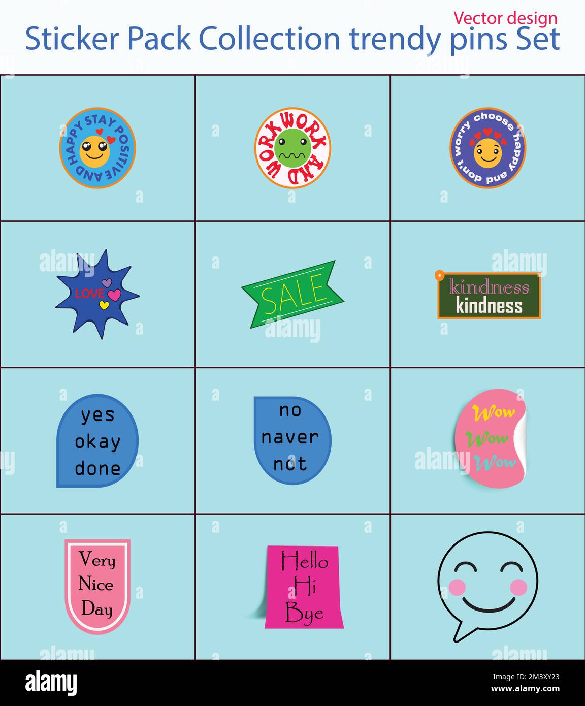 Sticker Pack Kollektion mit trendigen Pins Set mit coolen Patches Vektordesign Stock Vektor