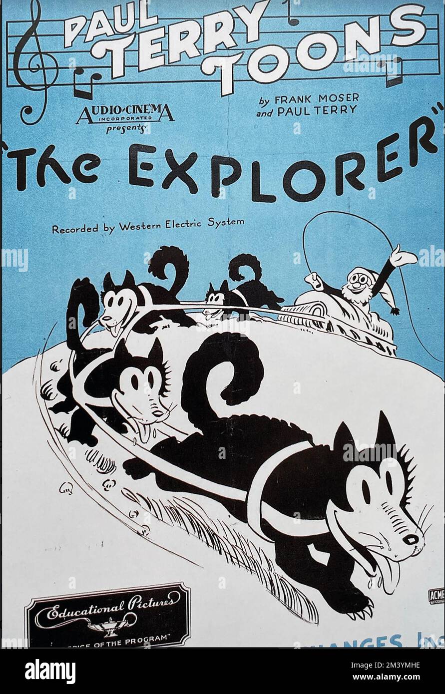 DAS EXPLORER-Poster für den Cartoon von Paul Terry Toons 1931 Stockfoto