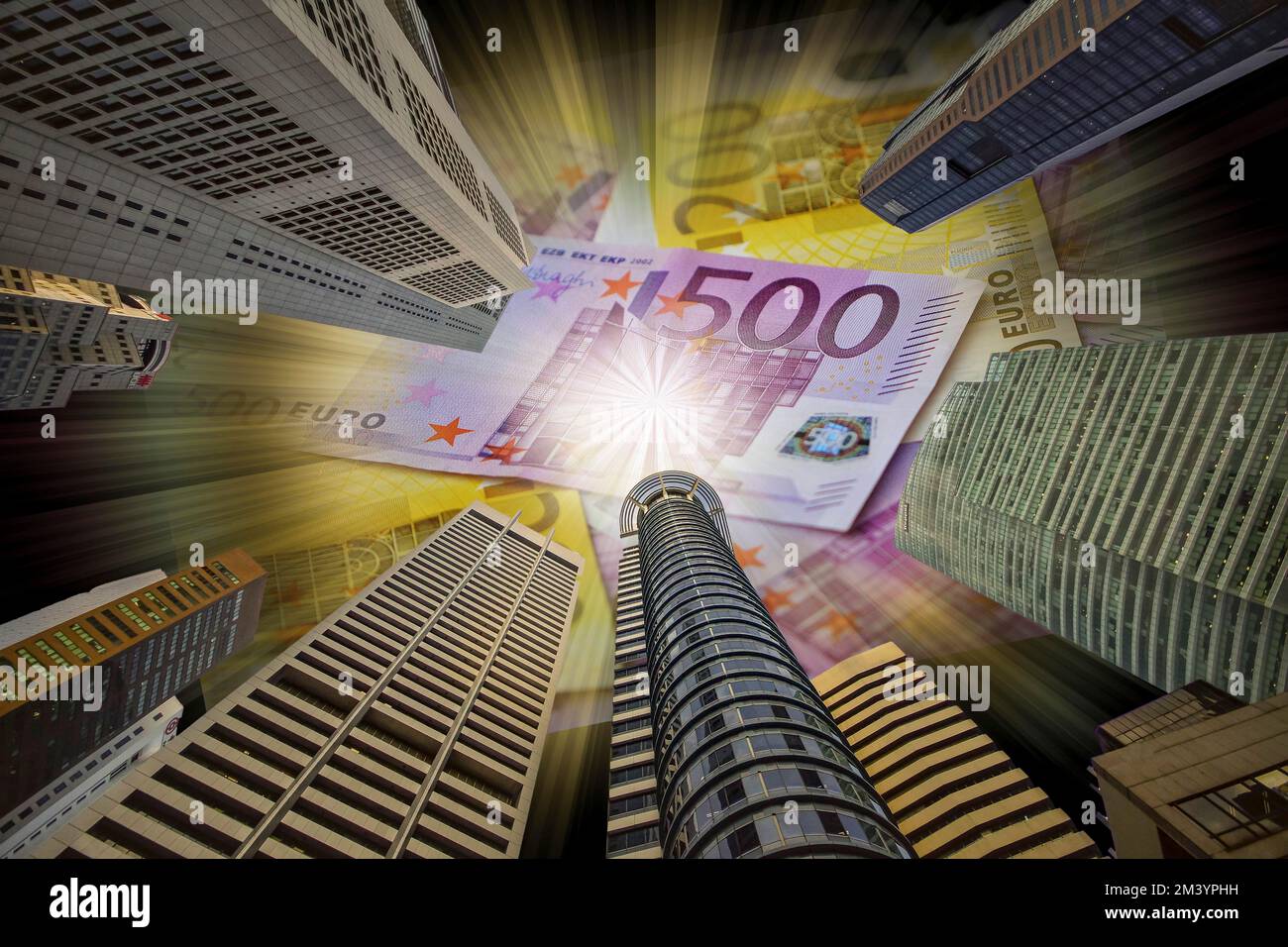 Symbol Foto, Finanzen, Banken, Geldflüsse, Kapitalmarkt, Währung, Euro, Zinssätze, Schulden, Europäische Gemeinschaft, Deutschland Stockfoto