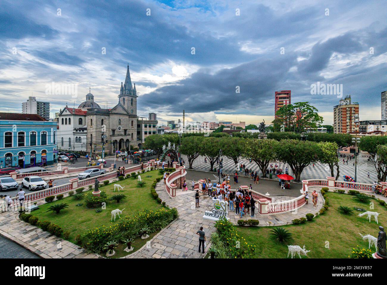 Überblicken Sie San Sebastian Square, Manaus, den Staat Amazonas, Brasilien Stockfoto