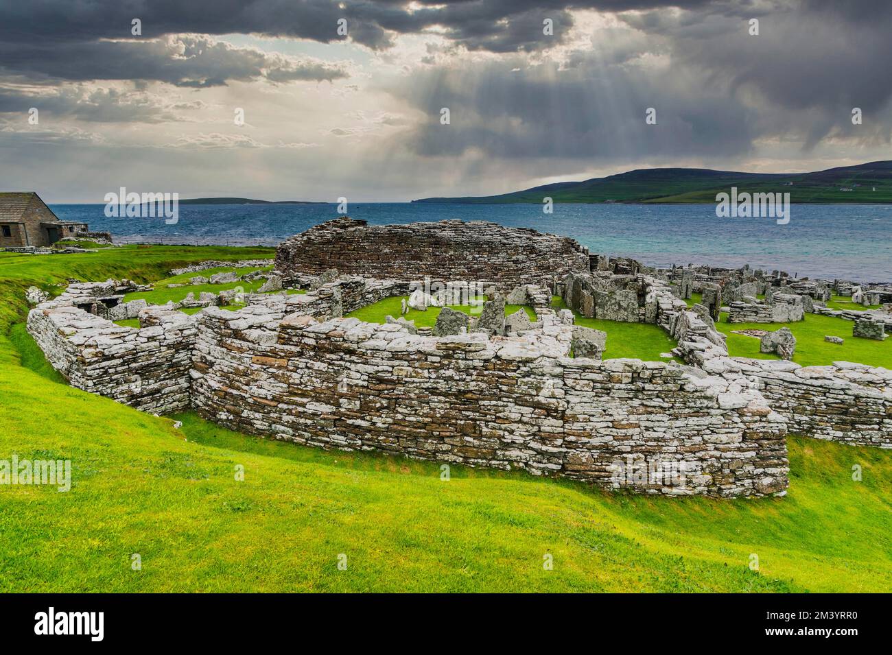Iron Age Build Broch of Gurness, Orkney Islands, Vereinigtes Königreich Stockfoto
