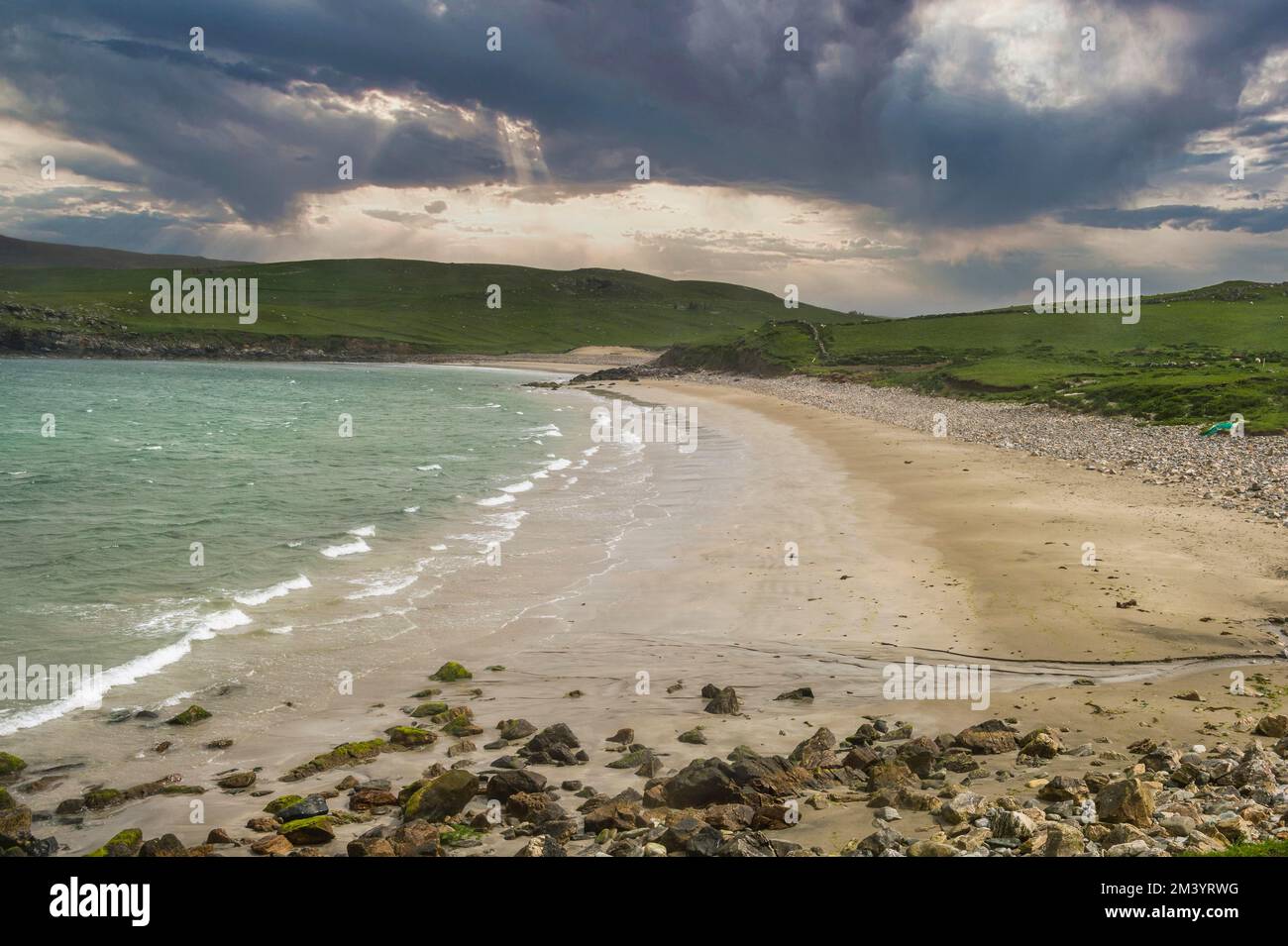 Langer weißer Sandstrand, Unst, Shetland Islands, Vereinigtes Königreich Stockfoto