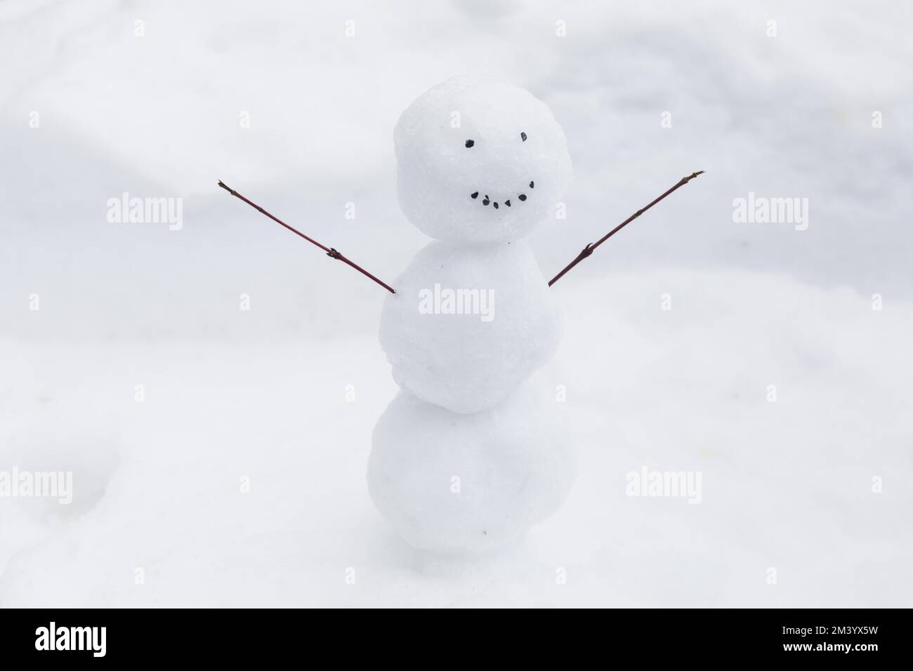 Lustige Schneemann Snow Bank Stockfoto