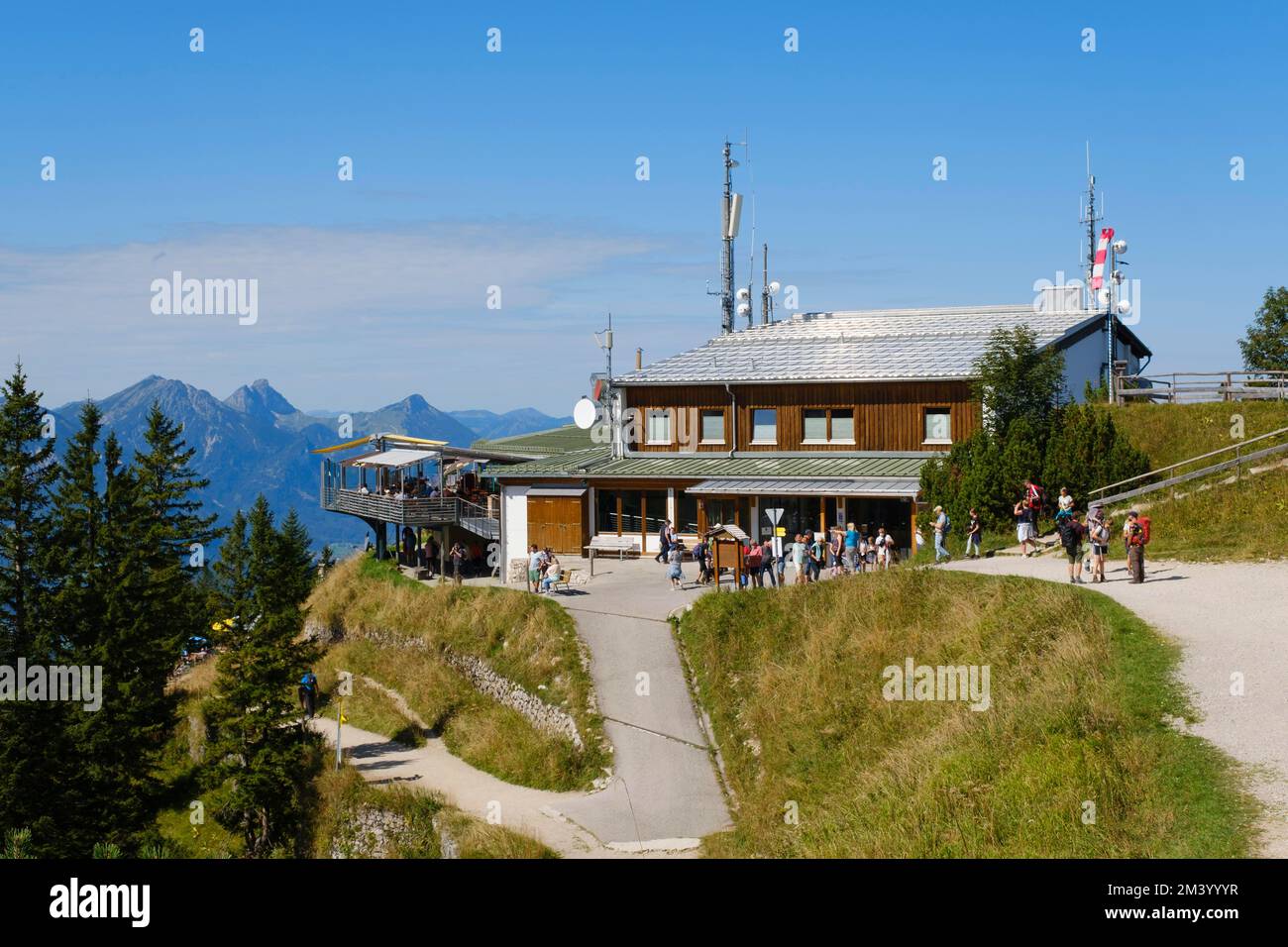 Berggaststätte am Tegelberg, Füssen, Allgäu Alpen, Allgäu, Bayern, Deutschland, Europa Stockfoto