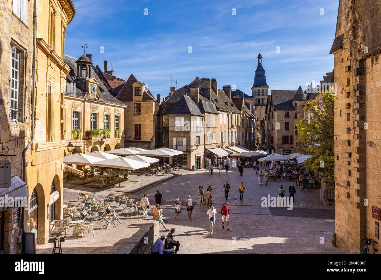 Auf dem Markt in Sarlat-la-Canéda, Périgord, Dordogne, Aquitaine, New Aquitaine, Frankreich, Europa Stockfoto