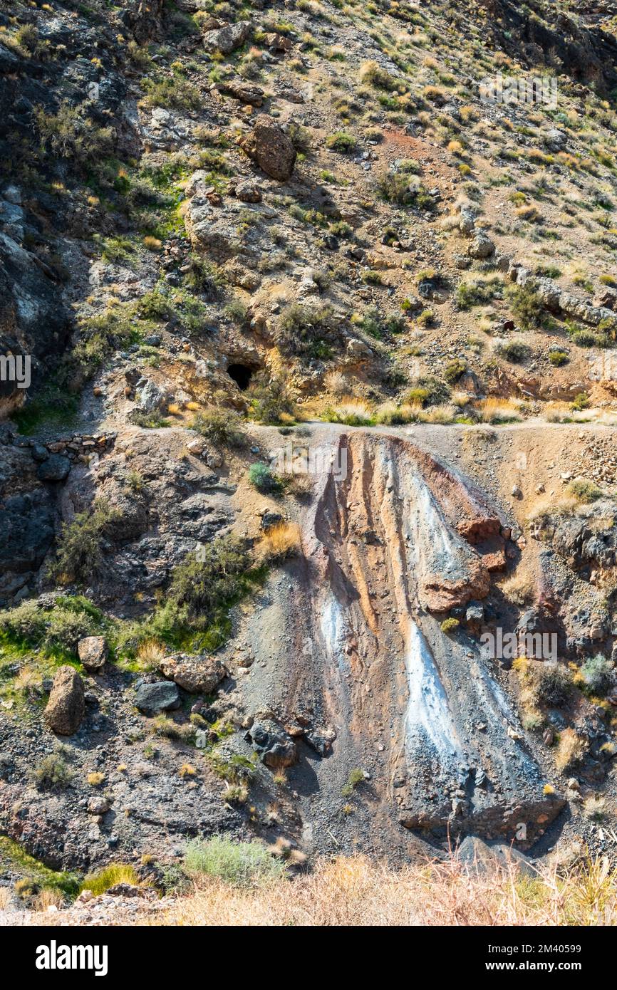 Minenbergwerke in Leadfield, Death Valley National Park, Kalifornien Stockfoto