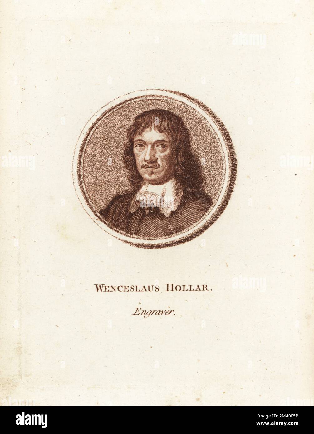 Wenceslaus Hollar, Böhmischer Gravierer, 1607-1677. Copperplate Stipple Graving nach einem Selbstporträt aus Francis Fitzgerald's The Artist's Repository and Drawing Magazine, Charles Taylor, London, 1785. Stockfoto