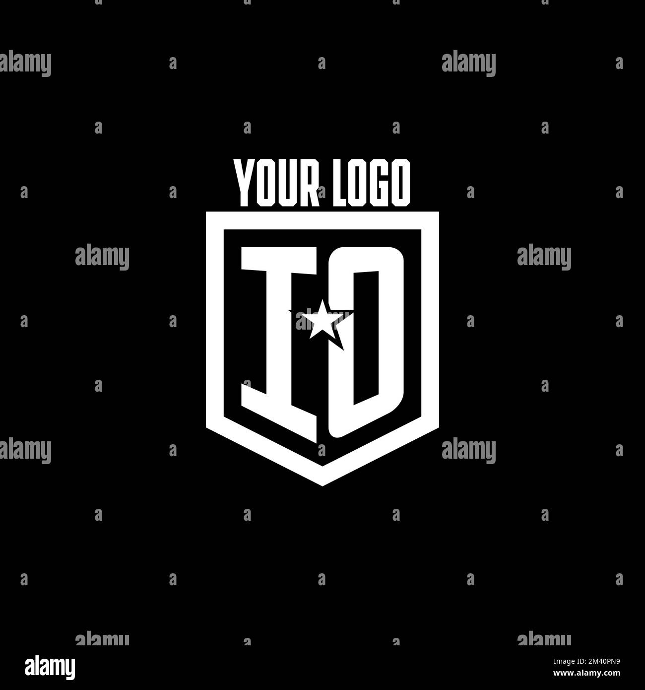 IO Erstmaliges Gaming-Logo mit Abschirmung und Inspiration im Star-Design Stock Vektor