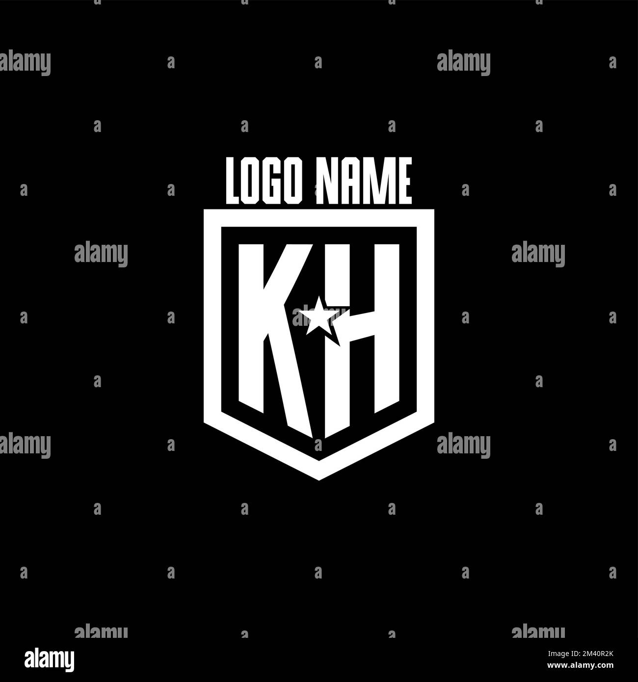 KH Erstmaliges Gaming-Logo mit Abschirmung und Star-Style-Design als Inspiration Stock Vektor