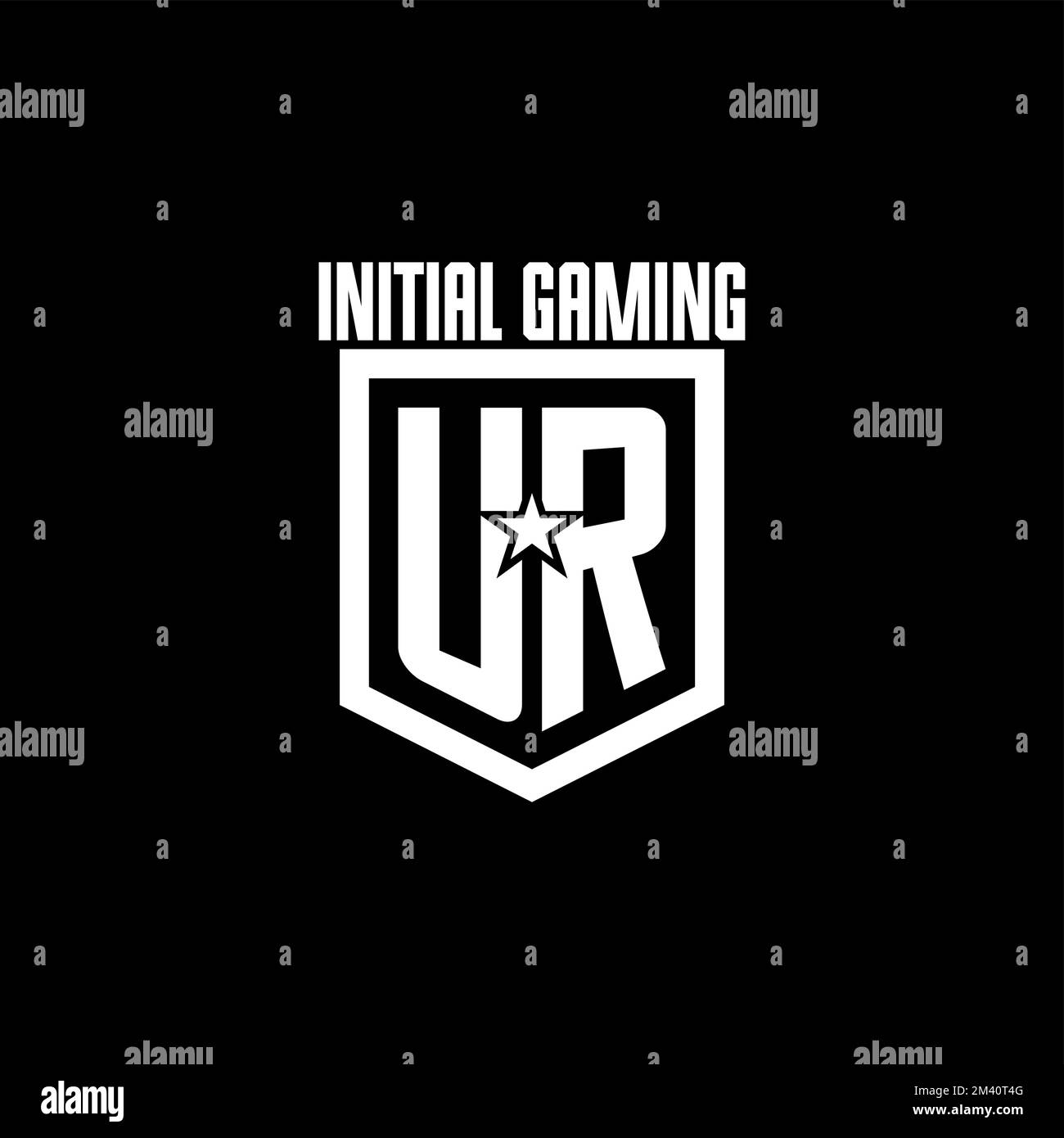 Ursprüngliches Gaming-Logo mit Abschirmung und Star-Design-Inspiration Stock Vektor