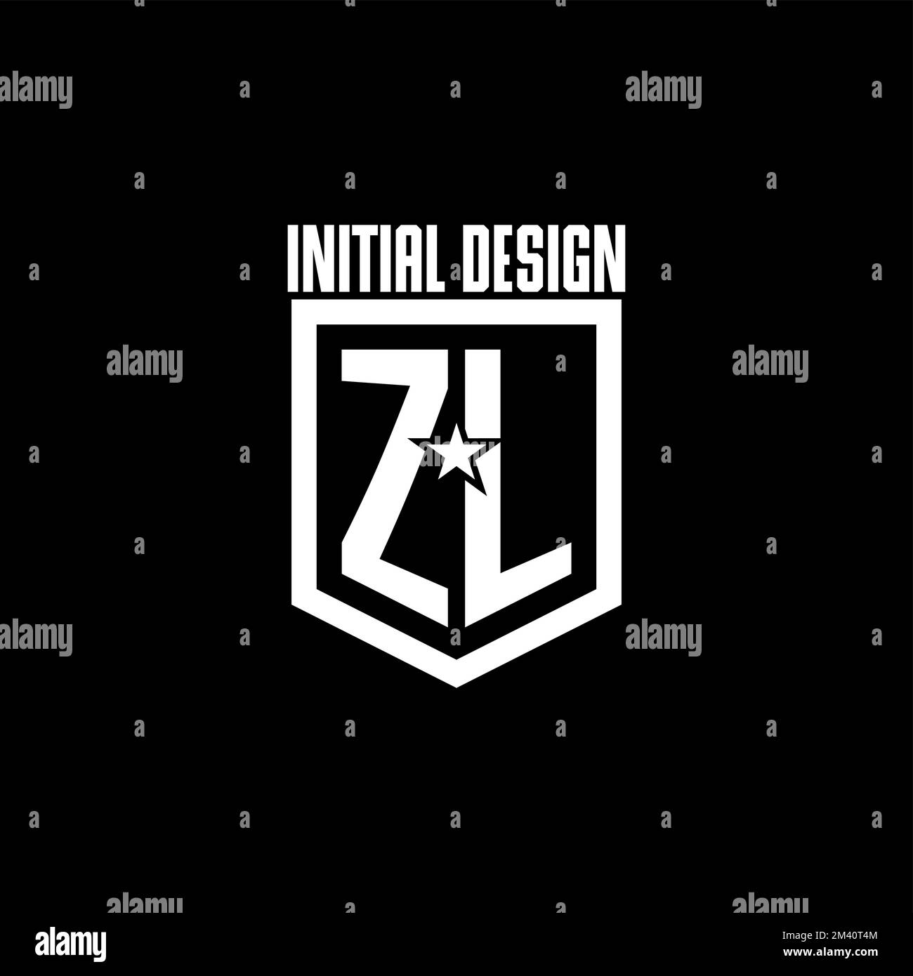 ZL Erstmaliges Gaming-Logo mit Abschirmung und Star-Style-Design als Inspiration Stock Vektor
