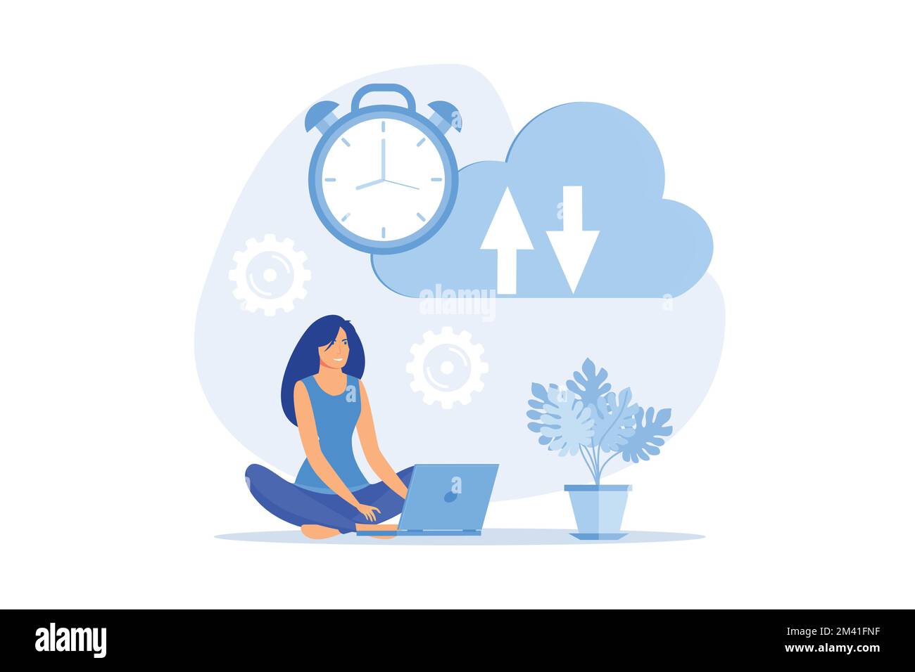 Automatisches Sichern von Dateien im Cloud-Speicher, modernes Grafikelement für Landing-Page, leere Status-ui, Infografik, Symbol, flacher Vektor, moderne Illustrat Stock Vektor