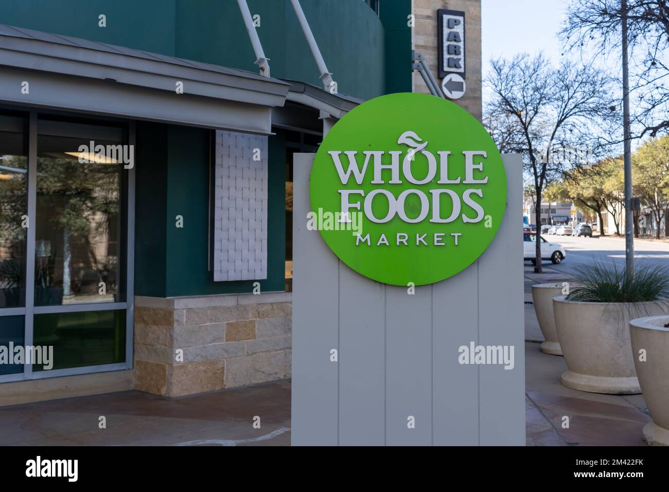 Hauptsitz des Whole Foods Market in Austin, Texas, USA. Stockfoto