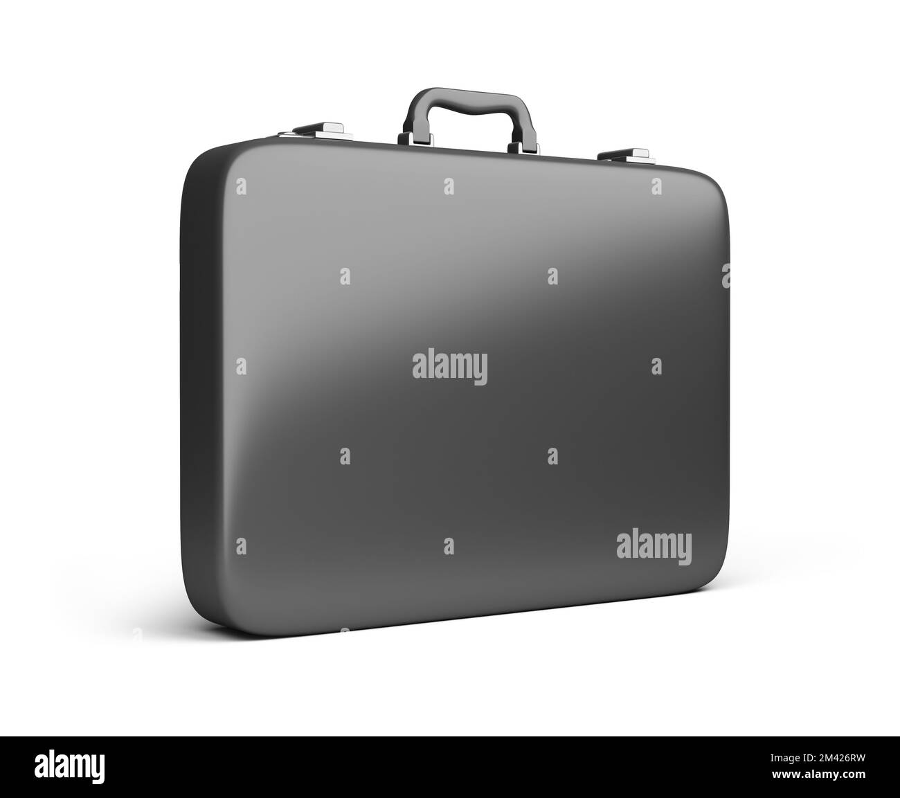 Schwarzer Koffer. 3D-Bild. Isolierter weißer Hintergrund. Stockfoto