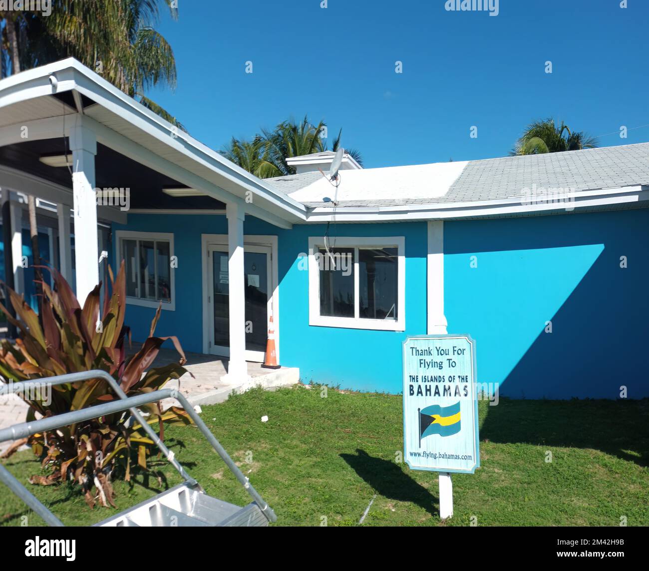 Der kleine Flughafen in South Bimini auf den Bahamas Stockfoto