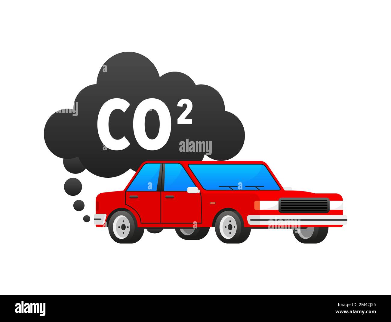 Symbol für CO2-Emissionen. Kohlendioxid. Wagen CO2 Wolke. Stock Vektor