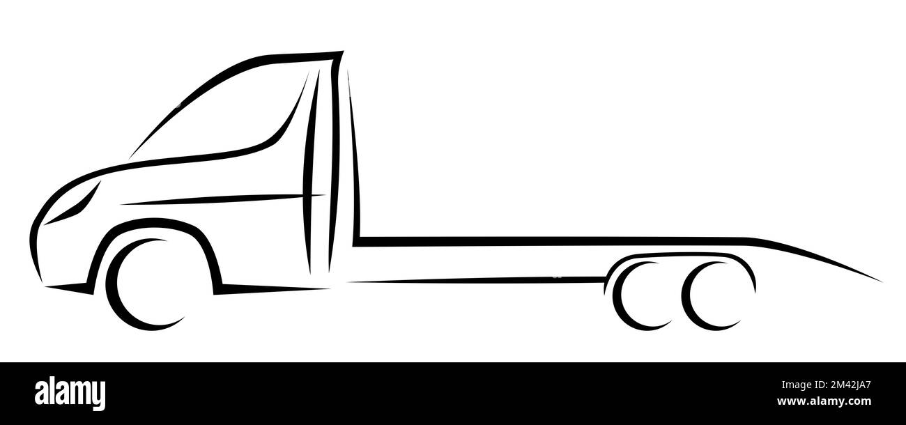Dynamische Vektordarstellung eines Abschleppwagens, der bereit ist, ein Gebrauchtwagen zu importieren und zu exportieren oder ein Pannenfahrzeug zur Reparatur zu transportieren Stockfoto