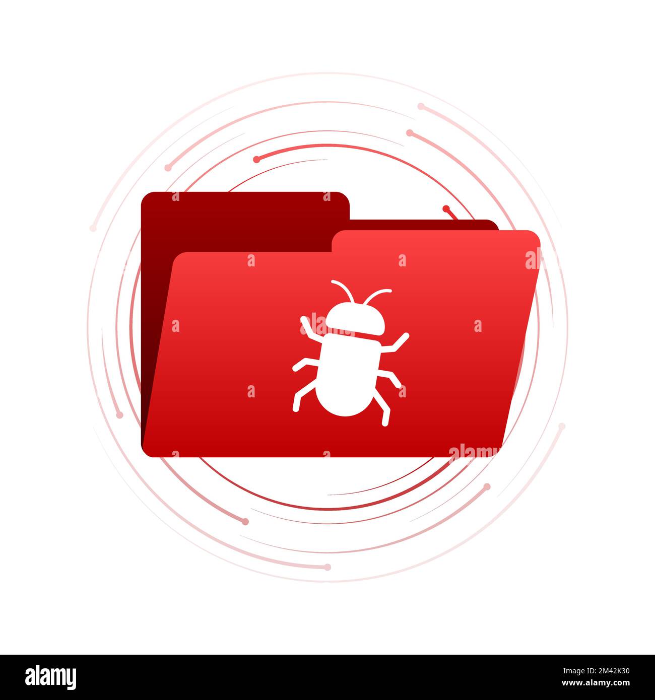 Computervirus. Bug in Datei. Virenschutz. Stock Vektor