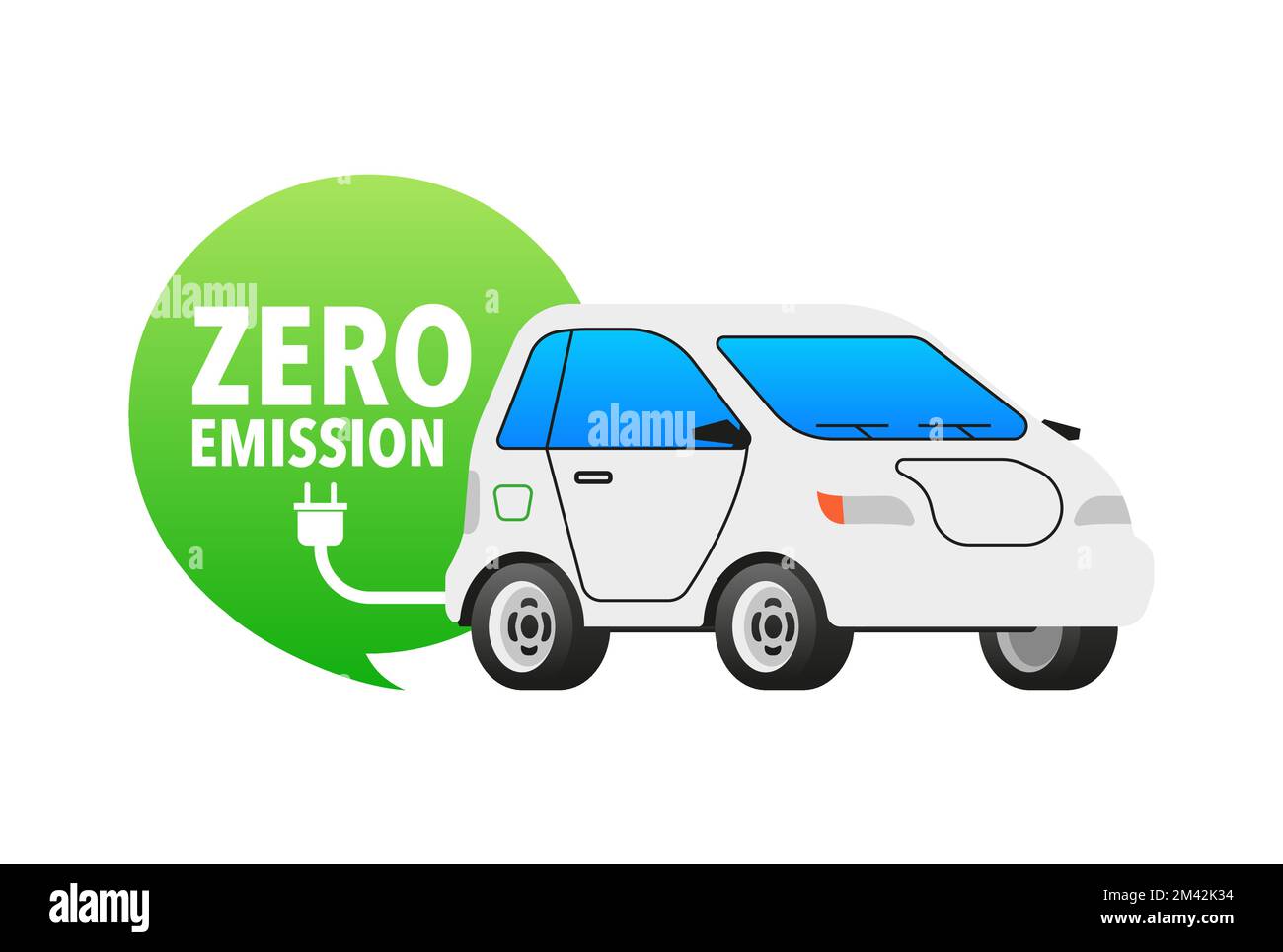 Null-Emission-Zeichen. Saubere Energie. CO2-V-Neutralleistung. Umweltverantwortung. Stock Vektor