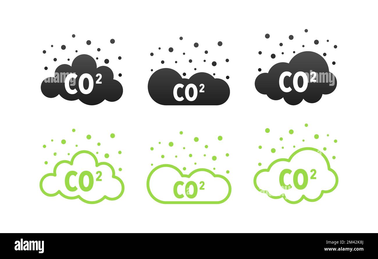 Symbol für CO2-Emissionen. Kohlendioxid. Wagen CO2 Wolke. Stock Vektor