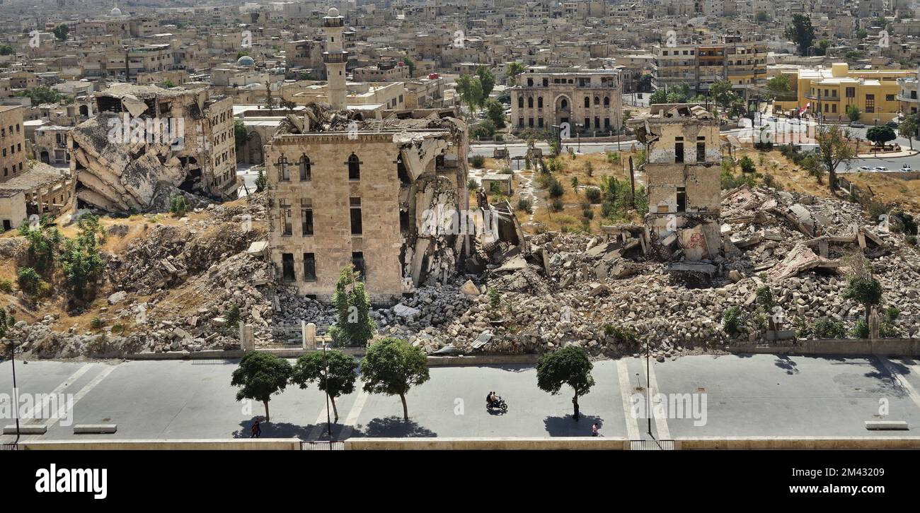 Aleppo, Syrien, die antike Stadt Aleppo nach dem Krieg Stockfoto