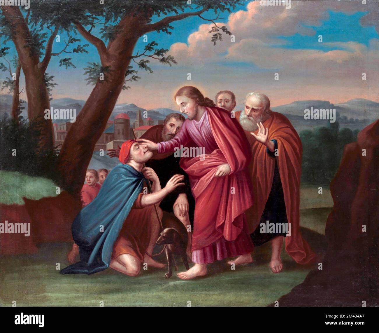 Christ Healing the Blindman von Gerardus Duyckinck I (1695-1746), Öl auf Leinwand, c. 1725-30 Stockfoto