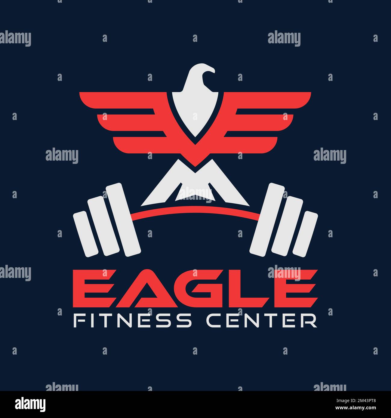 Eagle Gym Fitness Center Falcon Bird Health Care Training Logo für Gewichtheben Stock Vektor