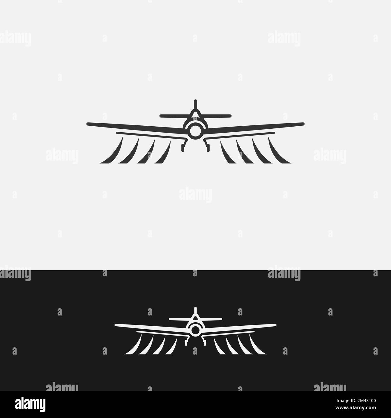 Flugzeuglogo-Linie Illustration, modernes Jet-Flugzeug im Flug. EPS 10 Stock Vektor