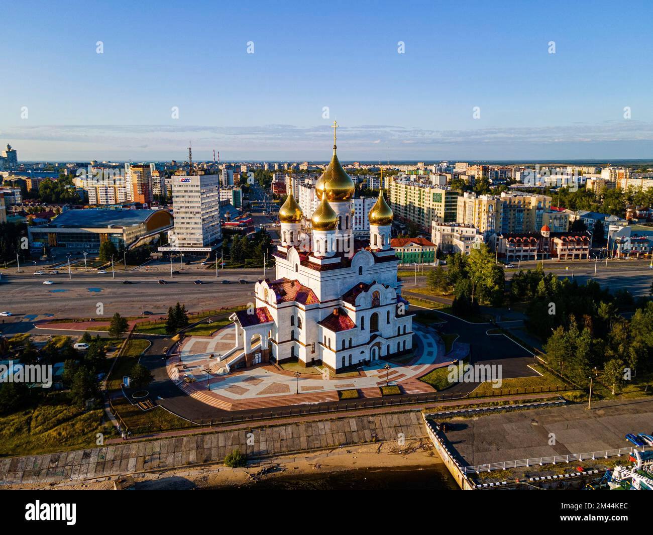 Luftaufnahme der Erzengel-Kathedrale, Archangelsk, Russland Stockfoto