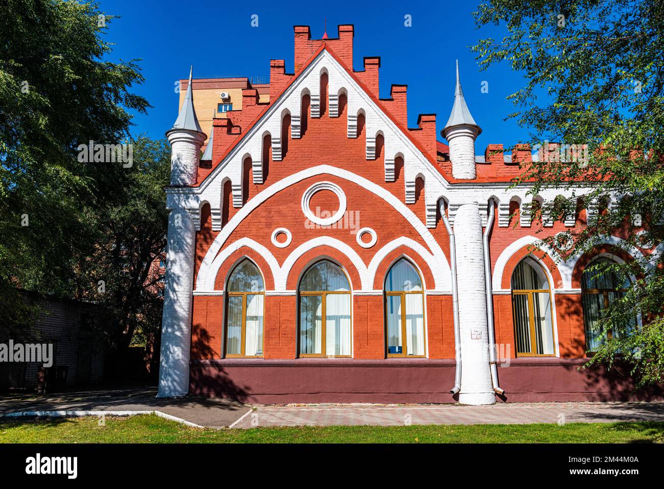 Historische Häuser, Blagoveshchensk, Amur Oblast, Russland Stockfoto