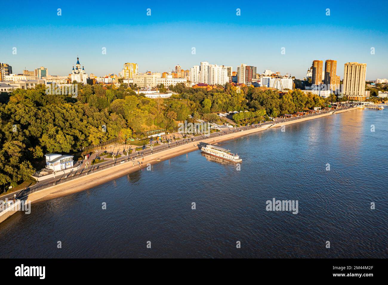 Luftlinie von Khabarowsk und dem Fluss Amur, Khabarowsk Krai, Russland Stockfoto