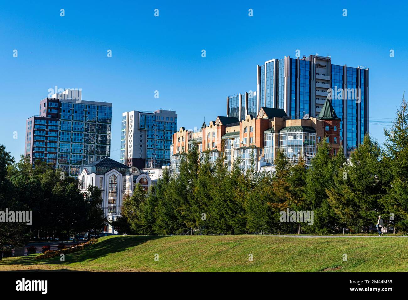 Wolkenkratzer, Khabarowsk, Khabarowsk Krai, Russland Stockfoto