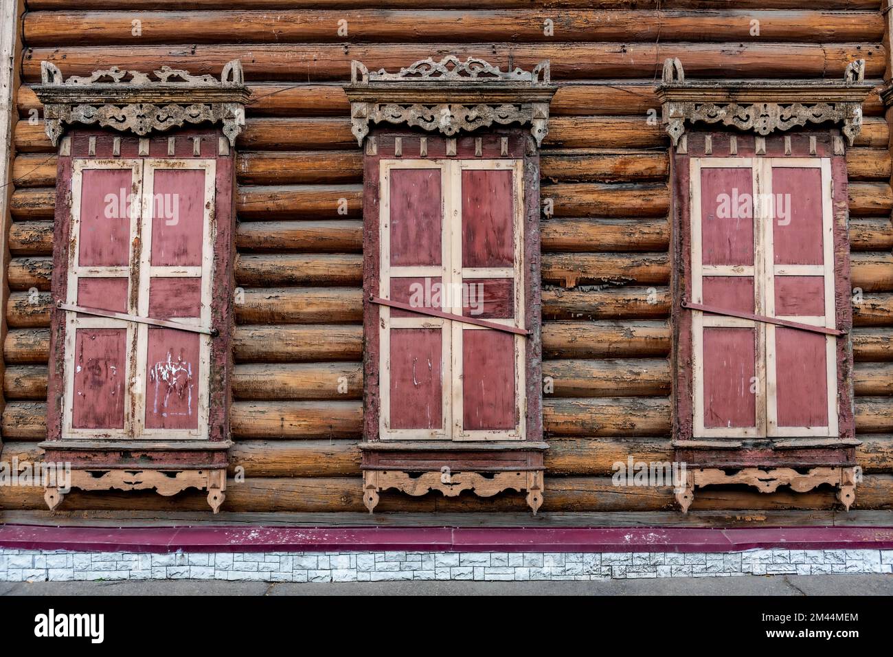 Altes Holzhaus, Chita, Zabaykalsky Krai, Russland Stockfoto