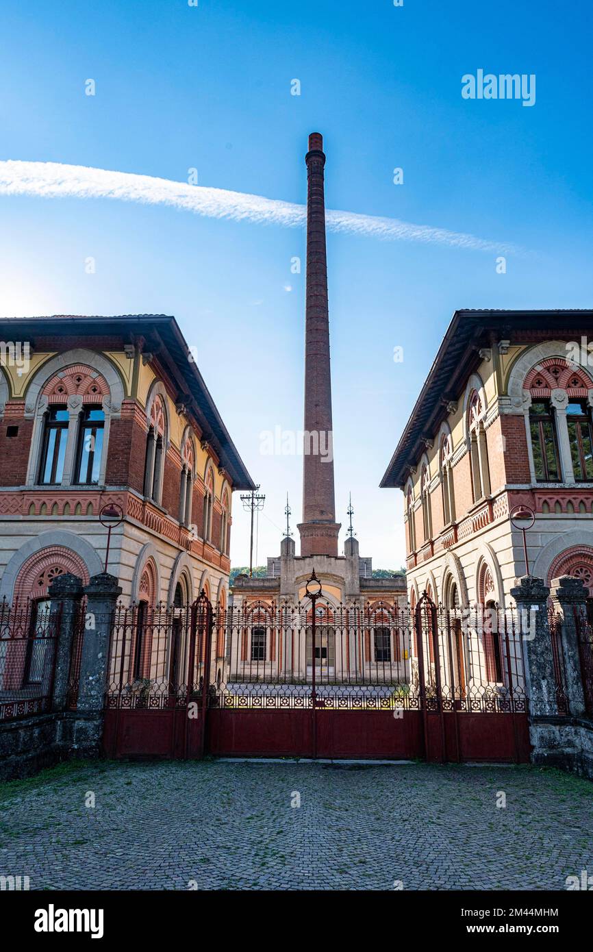 Alte Baumwollfabrik UNESCO-Weltkulturerbe „Firmenstadt“. Crespi dÂ Adda, Italien Stockfoto