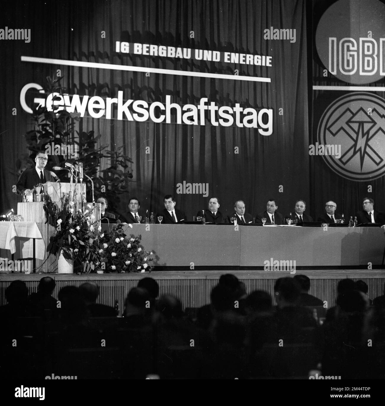 4.. Gewerkschaftskongress der Arbeitergewerkschaft Bergbau und Energie (IG Bergbau und Energie) (IGBE) am 22. Februar 1967 in Bonn im Stockfoto