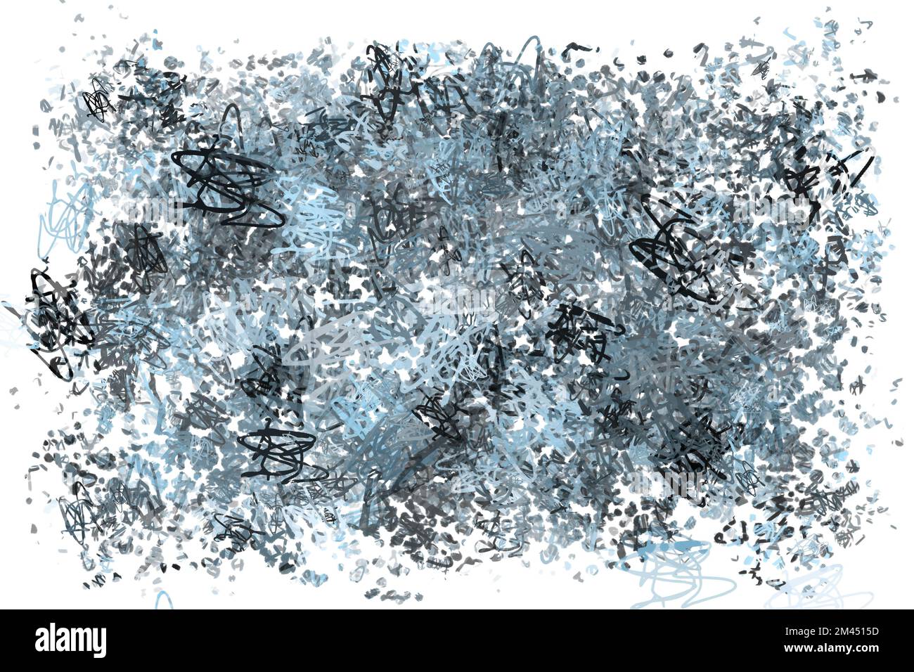 Abstrakter blauer und schwarzer Graffiti-Pinselhintergrund. Straßenkunst-Tapete-Illustration Stockfoto