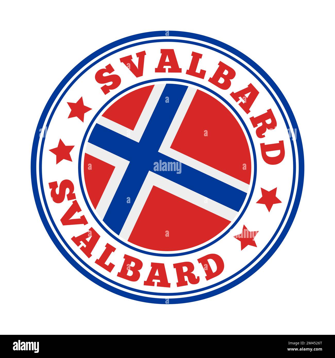 Spitzbergen-Zeichen. Rundes Länderlogo mit der Flagge von Svalbard. Vektordarstellung. Stock Vektor